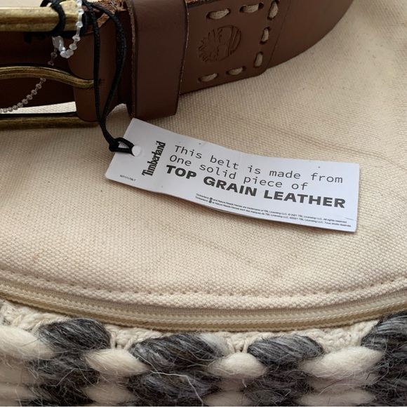 NWT Timberland Brown Leather Men’s Belt Size 38 - Picture 4 of 7